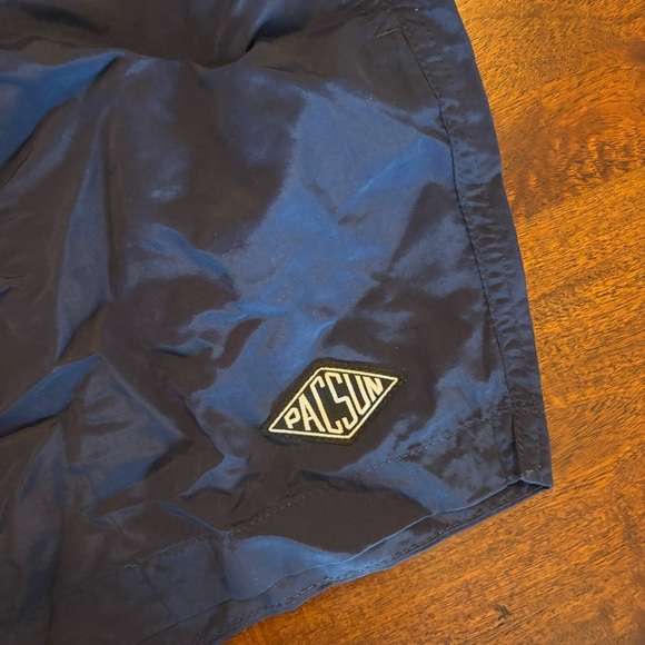 PacSun Men's Navy Blue Swim Trunks with Drawstring - Picture 4 of 6